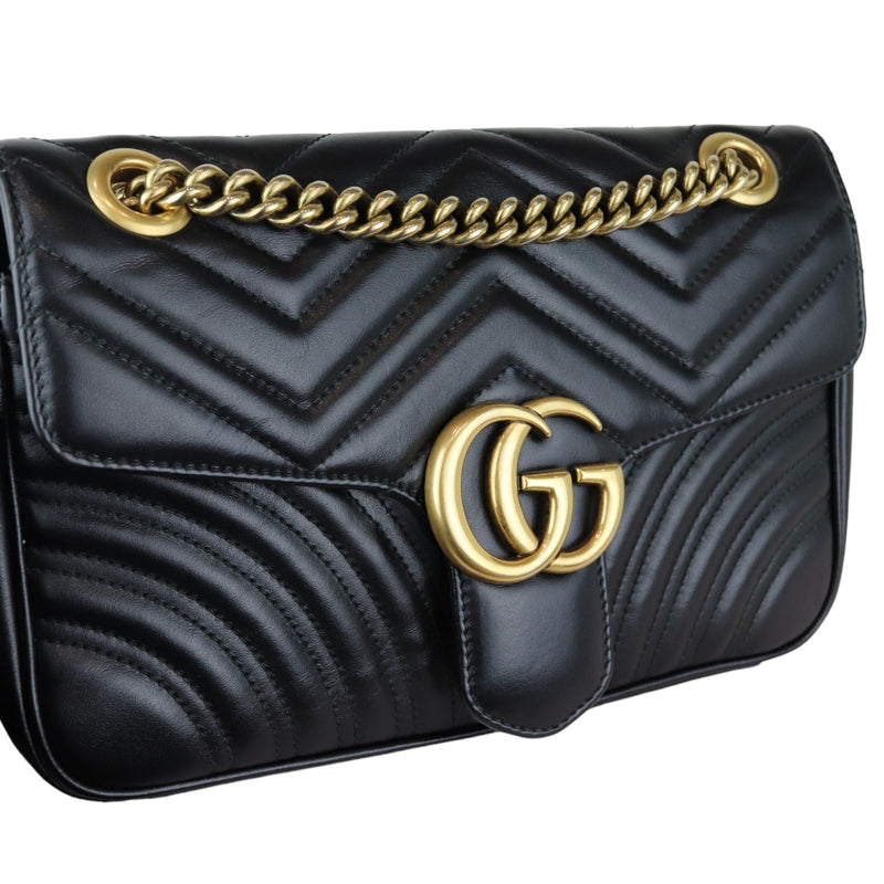 GG Marmont Shoulder Calfskin Matelasse Black GHW