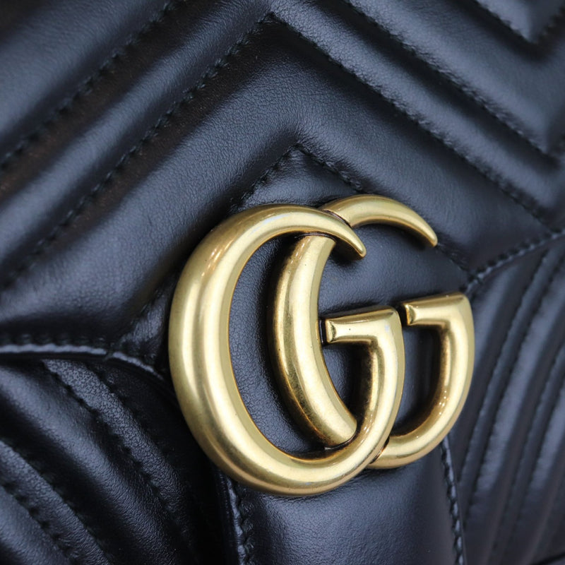 GG Marmont Shoulder Calfskin Matelasse Black GHW