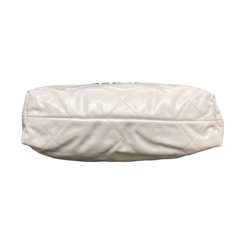 22 Small Shiny Calfskin Quilted White GHW