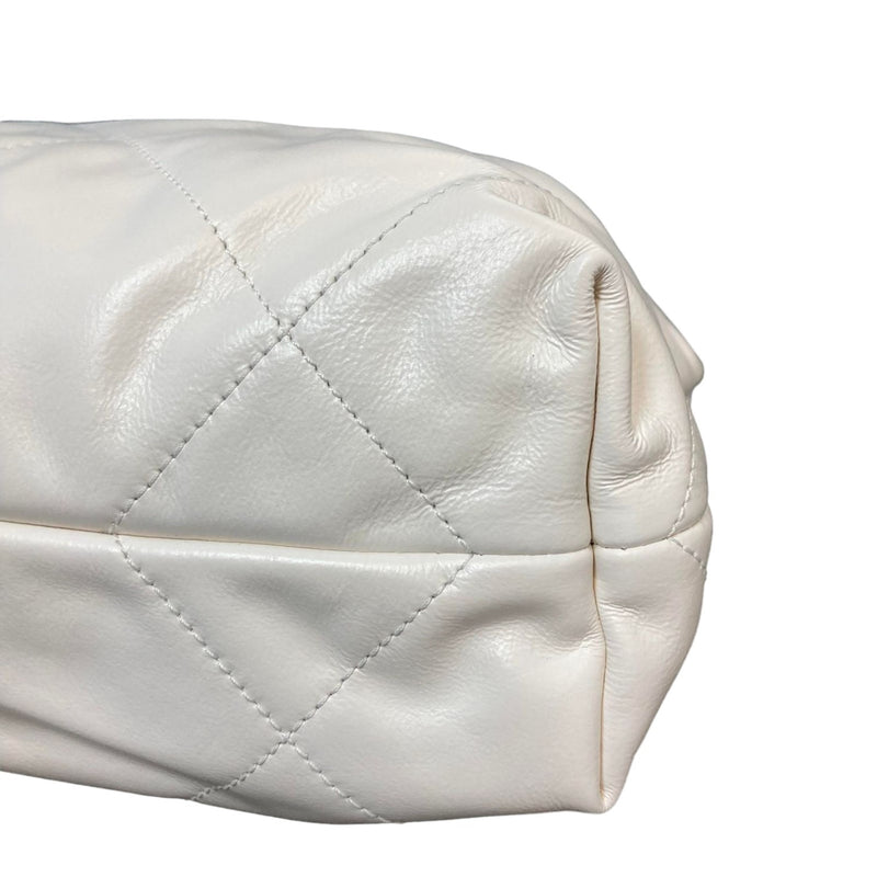 Chanel 22 Small Shiny Calfskin Quilted White GHW