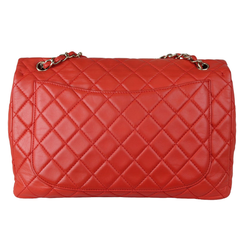 Classic Flap Maxi Lambskin Quilted Coral GHW