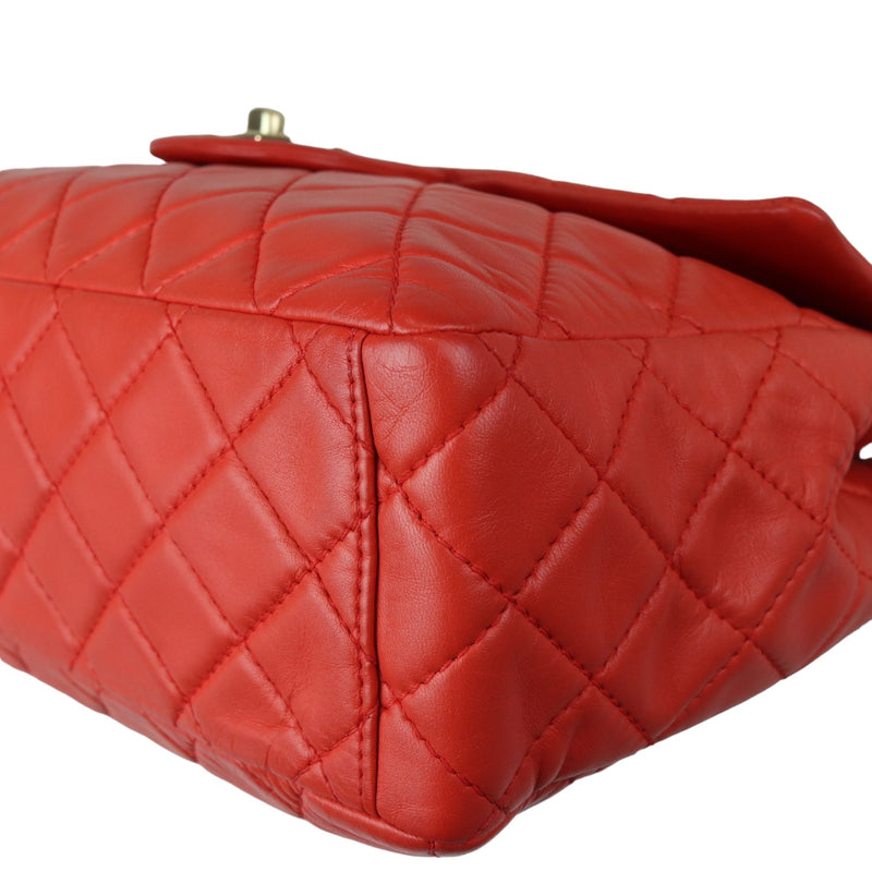 Classic Flap Maxi Lambskin Quilted Coral GHW