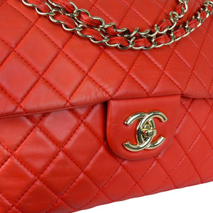 Classic Flap Maxi Lambskin Quilted Coral GHW