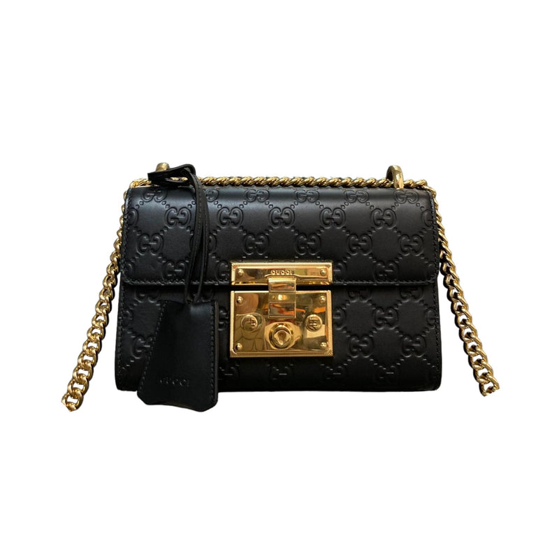 Padlock Shoulder Bag Small Guccissima Black GHW