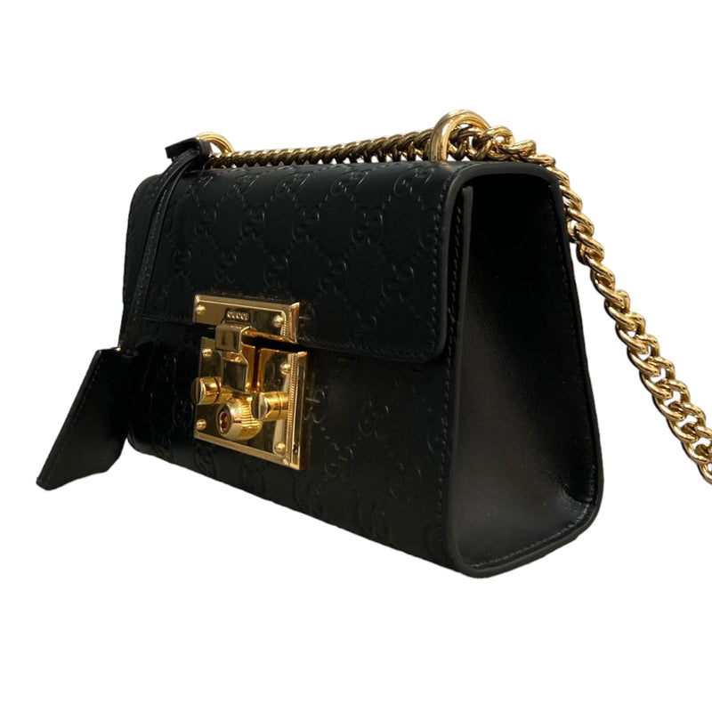 Padlock Shoulder Bag Small Guccissima Black GHW