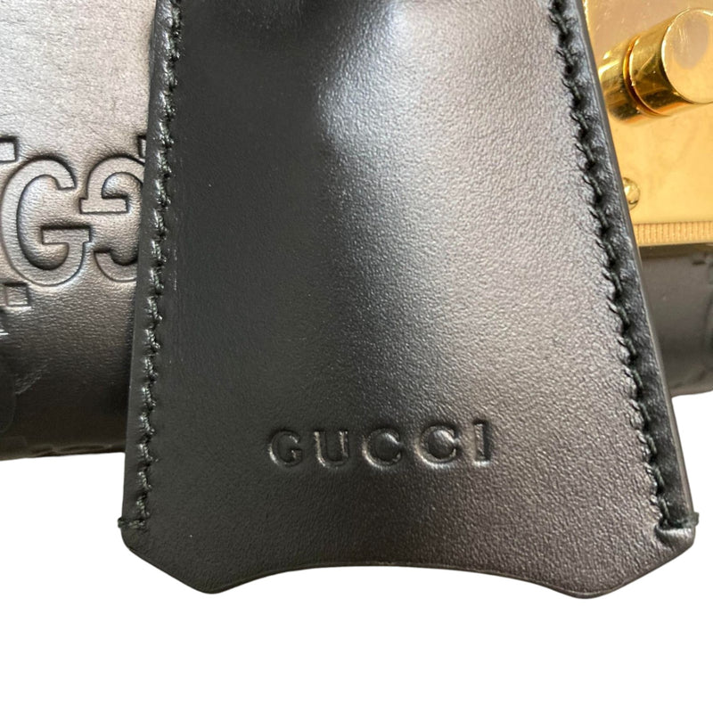 Padlock Shoulder Bag Small Guccissima Black GHW