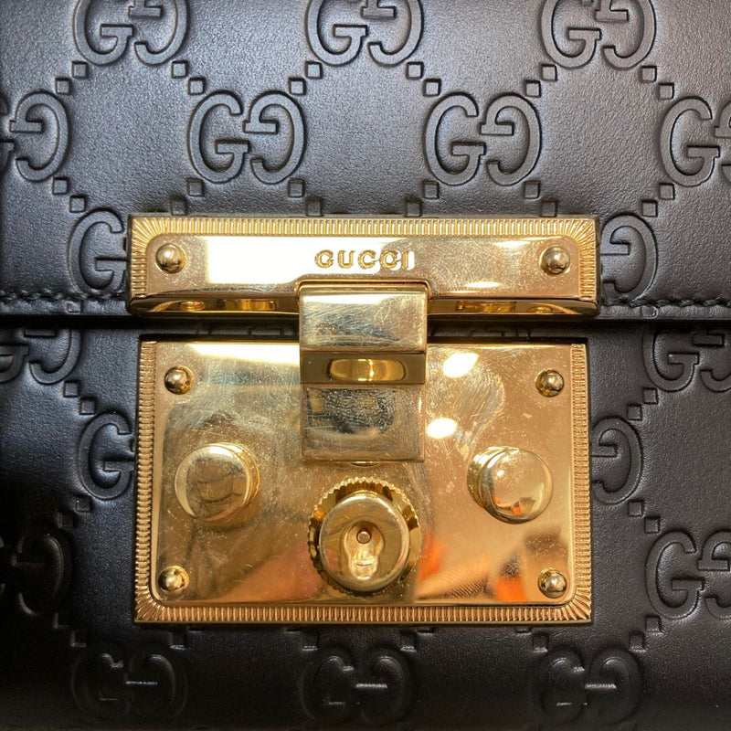 Padlock Shoulder Bag Small Guccissima Black GHW