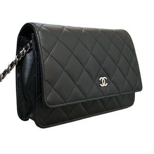 Wallet On Chain WOC Lambskin Quilted Black SHW