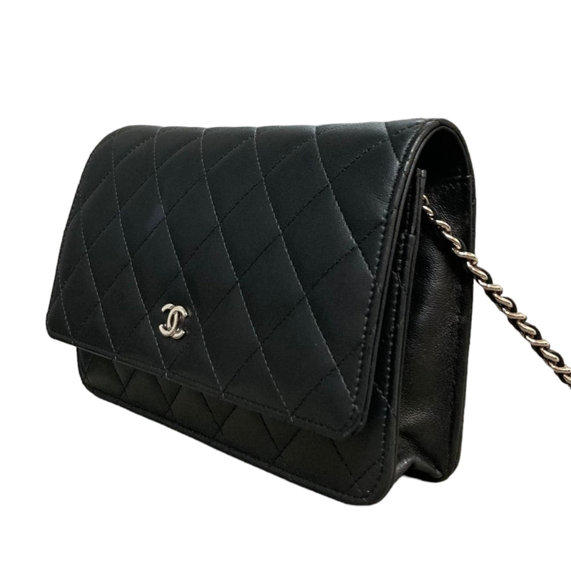 Wallet On Chain WOC Lambskin Quilted Black SHW