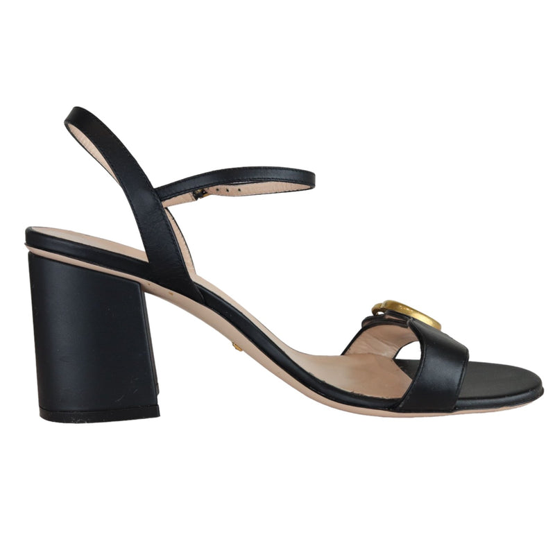 GG Marmont Ankle Wrap Sandals Calfskin Black Size 38