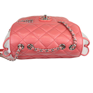 Pink Crinkled Leather and  PVC Vanity Bag