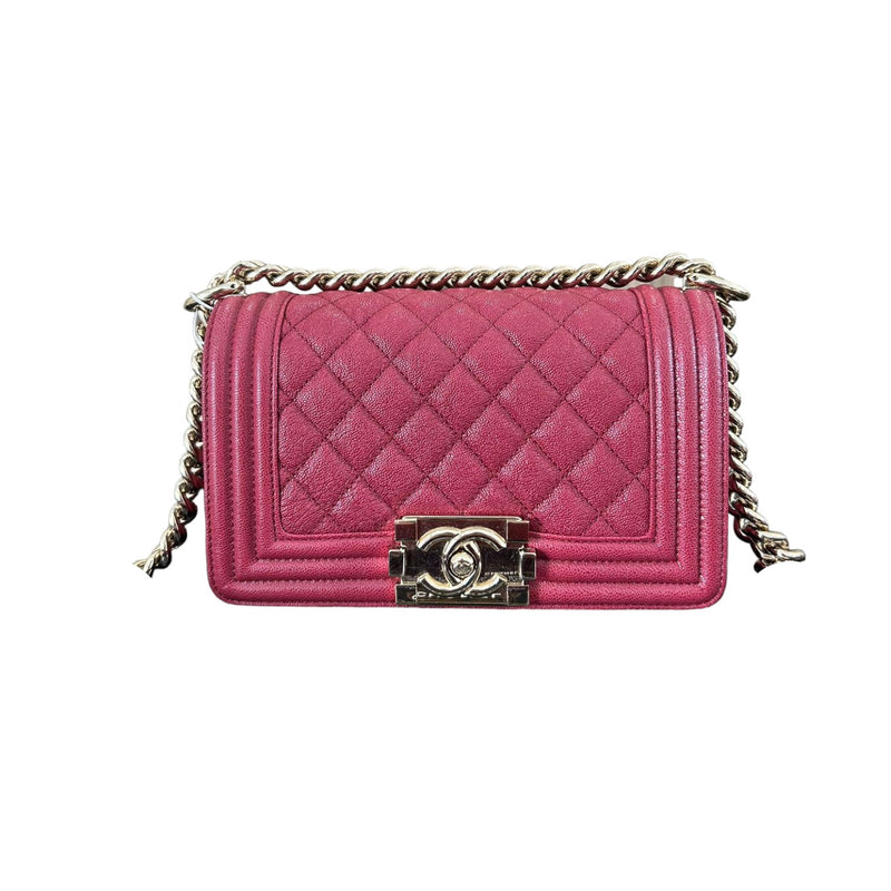 Boy Flap Small Caviar Quilted Fuchsia GHW