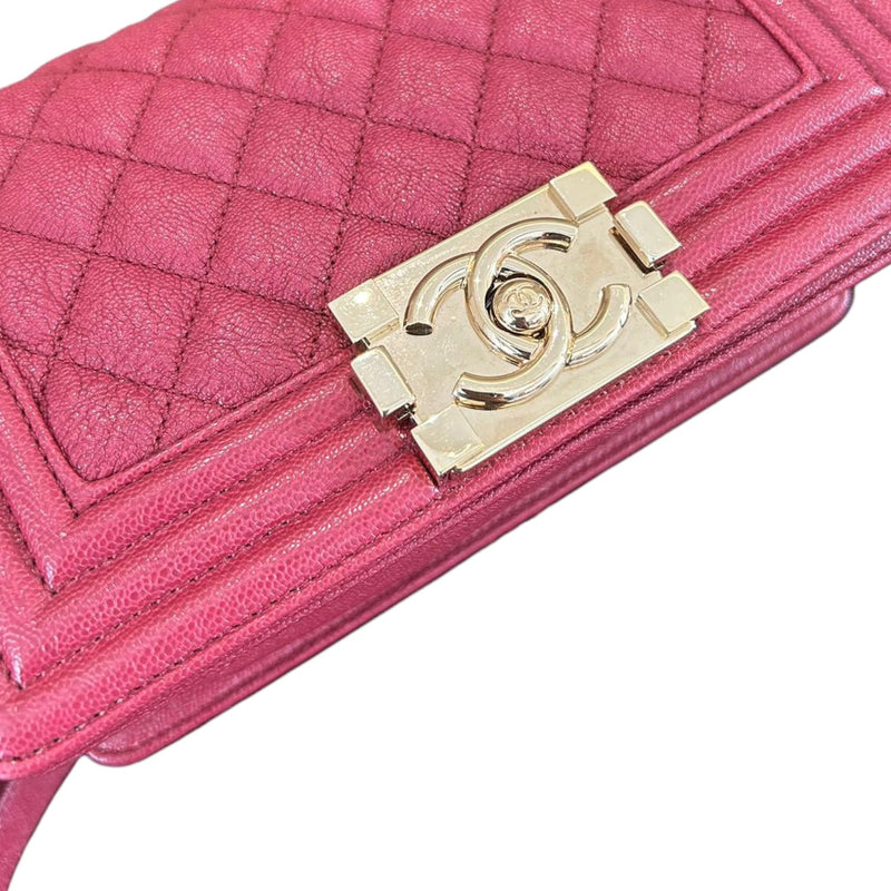 Boy Flap Small Caviar Quilted Fuchsia GHW