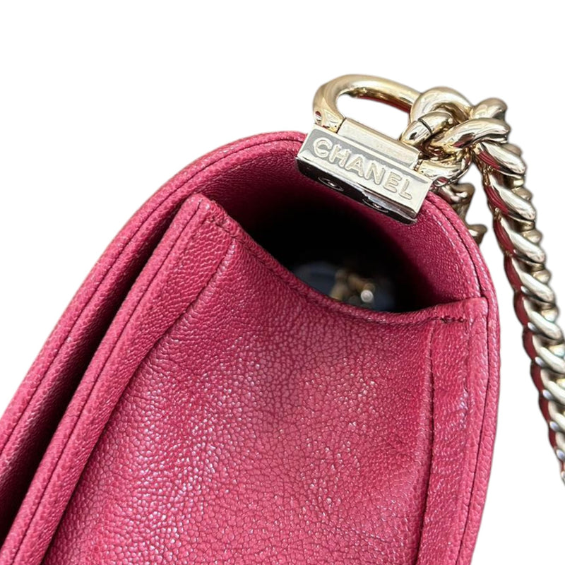 Boy Flap Small Caviar Quilted Fuchsia GHW