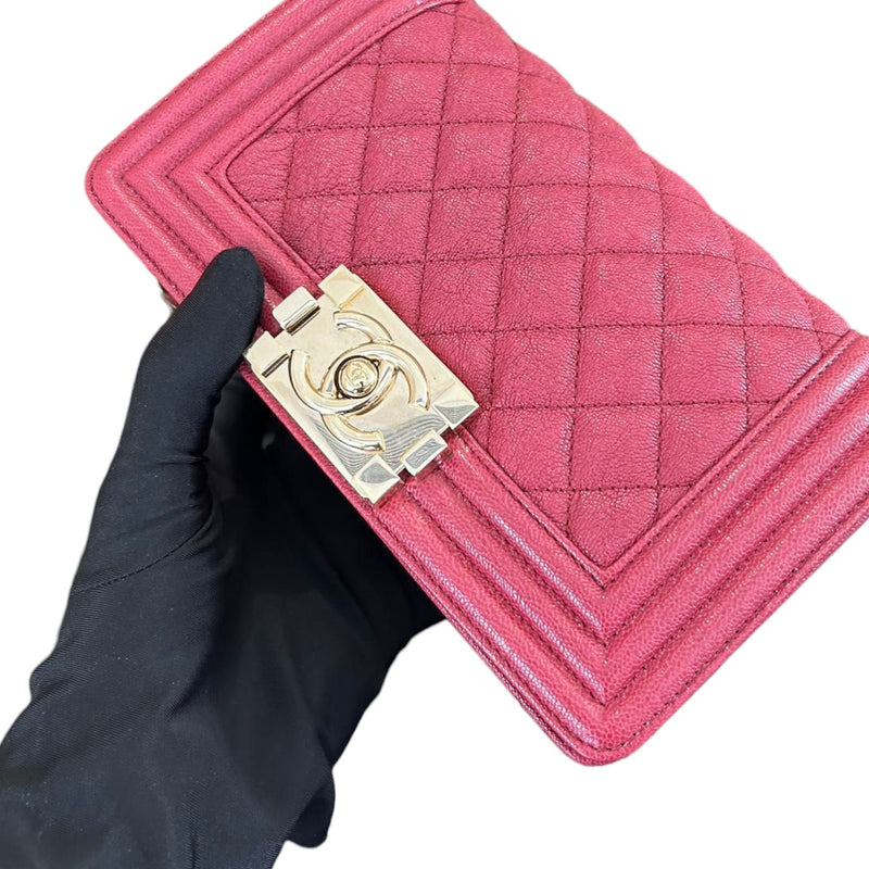 Boy Flap Small Caviar Quilted Fuchsia GHW