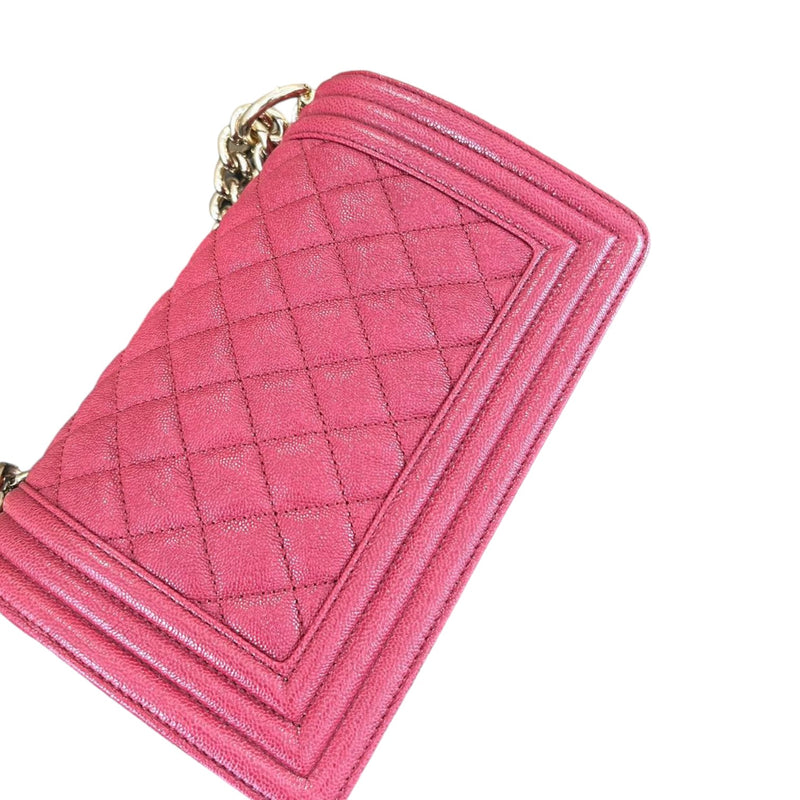 Boy Flap Small Caviar Quilted Fuchsia GHW