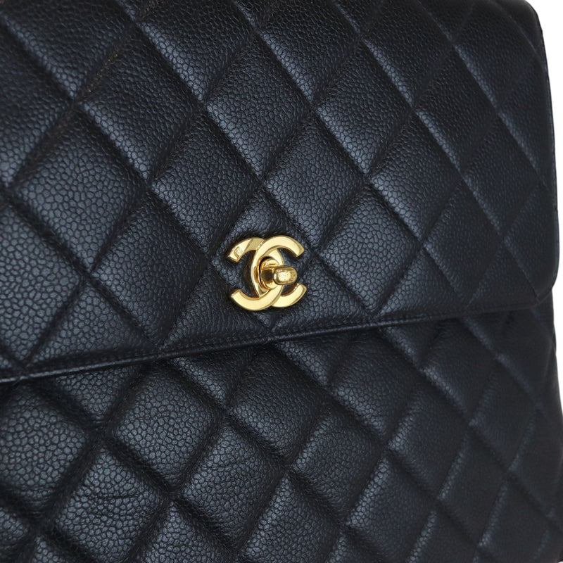 Vintage Kelly Flap Caviar Black 24k GHW