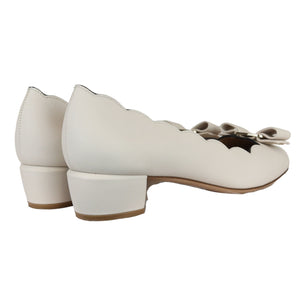 Vara Bow Shell Pumps Calfskin White Size 7 GHW