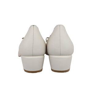 Vara Bow Shell Pumps Calfskin White Size 7 GHW