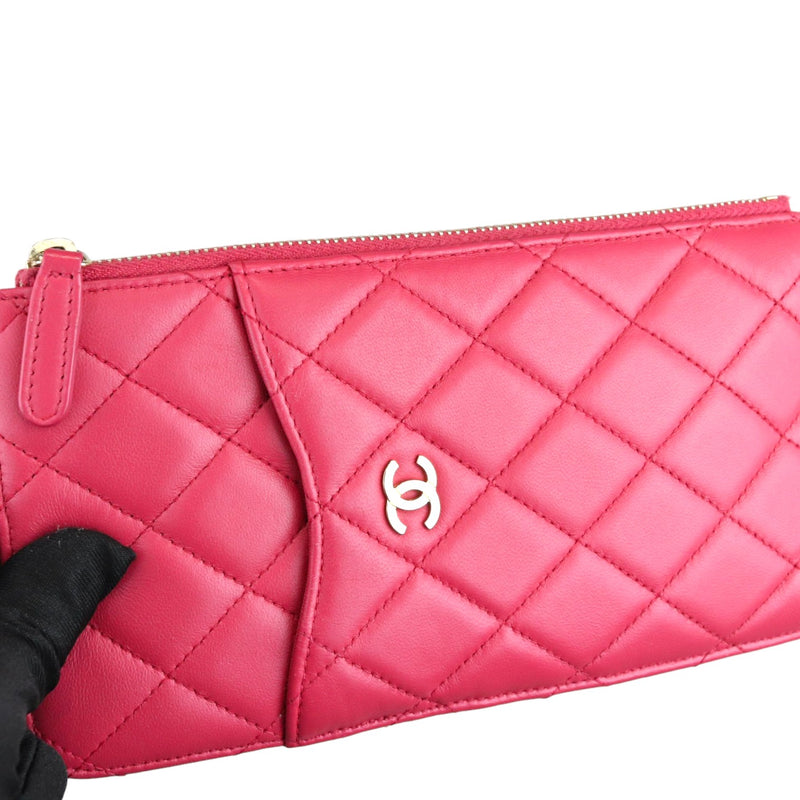 Long Wallet Phone Holder Lambskin Pink GHW