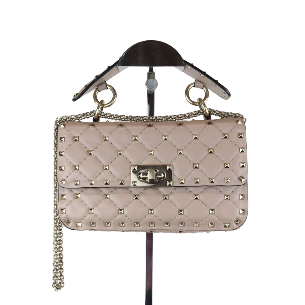 Rockstud Spike Shoulder Small Nappa Beige LGHW