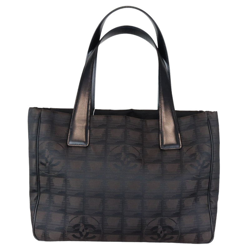 chanel travel line tote bag Chanel Vintage Travel Line PM Tote Nylon Black Brown SHW – Bag Religion