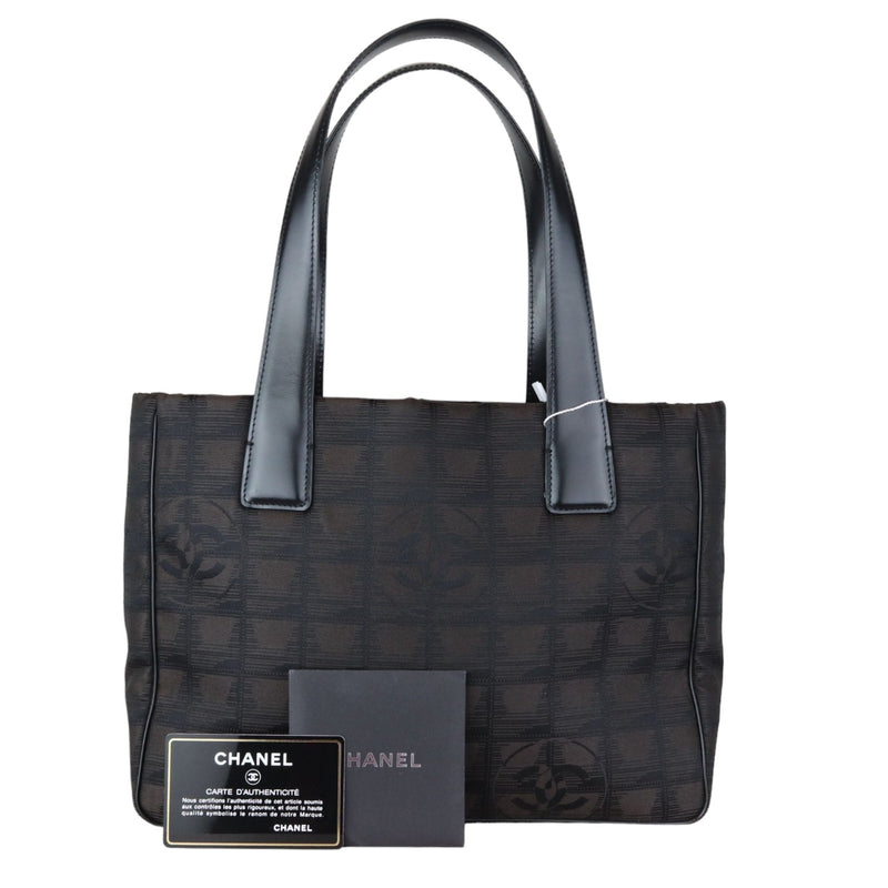 chanel travel tote bag Chanel Vintage Travel Line PM Tote Nylon Black Brown SHW – Bag Religion