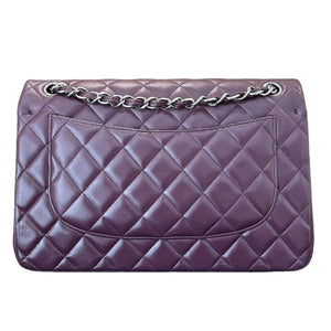 Jumbo Double Flap Lambskin Quilted Purple SHW