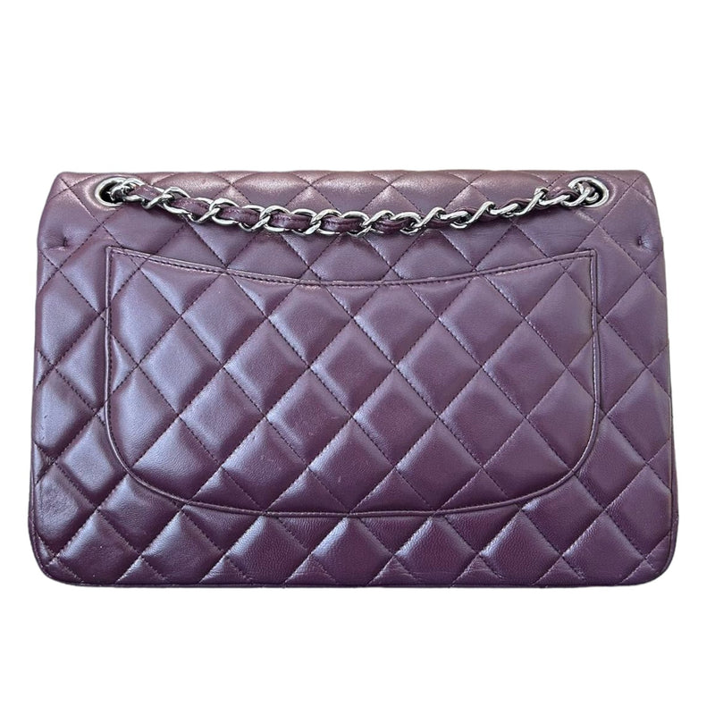 Jumbo Double Flap Lambskin Quilted Purple SHW