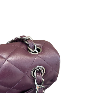 Jumbo Double Flap Lambskin Quilted Purple SHW