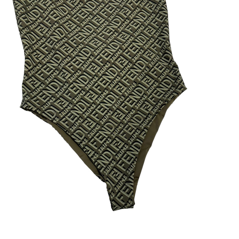High Leg One-Piece Swimsuit Green Size Medium
