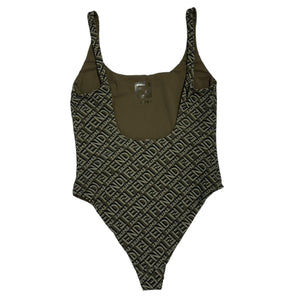High Leg One-Piece Swimsuit Green Size Medium