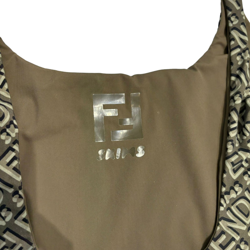 High Leg One-Piece Swimsuit Green Size Medium