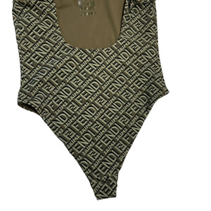 High Leg One-Piece Swimsuit Green Size Medium
