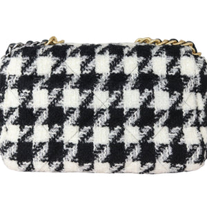 19 Flap Small Tweed Quilted Black Ecru White MHW