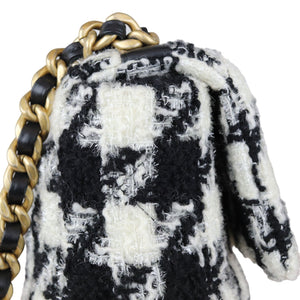 19 Flap Small Tweed Quilted Black Ecru White MHW