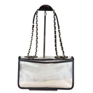 Sand By The Sea Flap Medium Lambskin PVC Black GHW