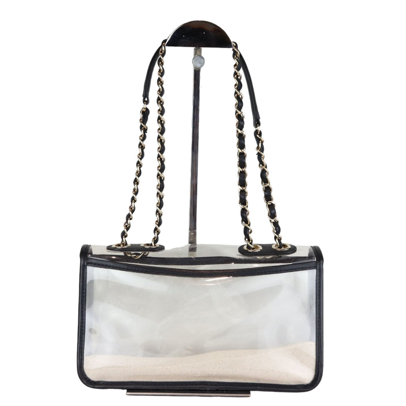 Sand By The Sea Flap Medium Lambskin PVC Black GHW