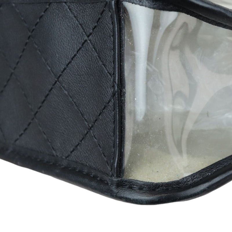 Sand By The Sea Flap Medium Lambskin PVC Black GHW