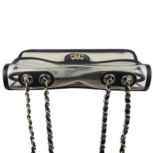 Sand By The Sea Flap Medium Lambskin PVC Black GHW
