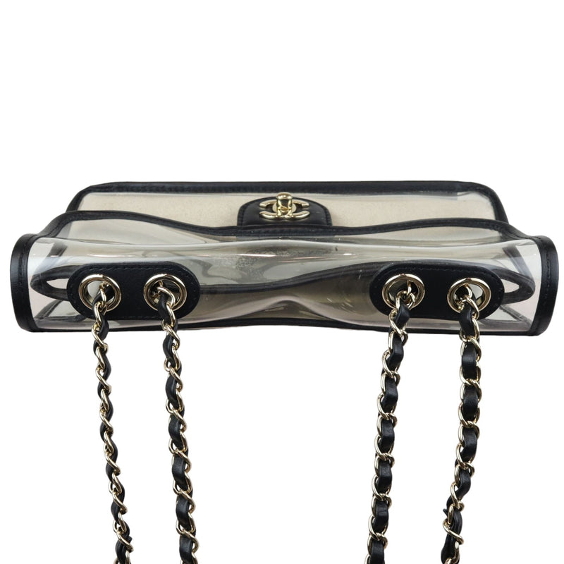 Sand By The Sea Flap Medium Lambskin PVC Black GHW