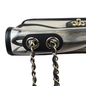 Sand By The Sea Flap Medium Lambskin PVC Black GHW