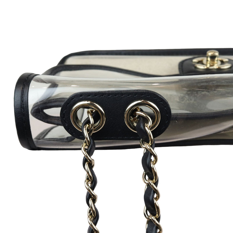 Sand By The Sea Flap Medium Lambskin PVC Black GHW