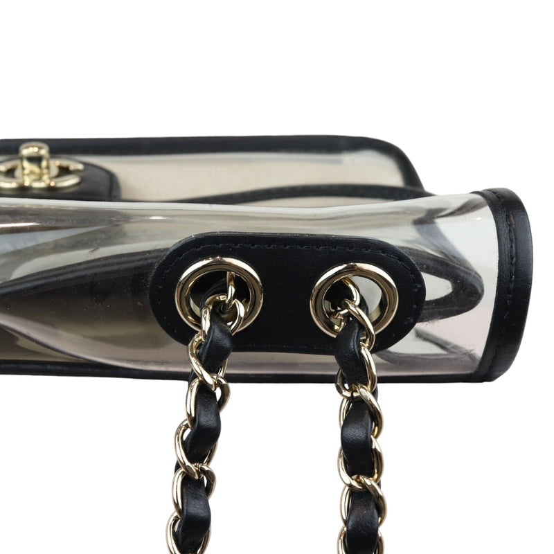 Sand By The Sea Flap Medium Lambskin PVC Black GHW