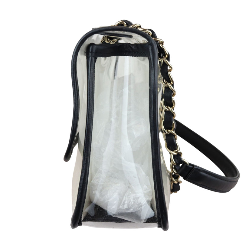 Sand By The Sea Flap Medium Lambskin PVC Black GHW