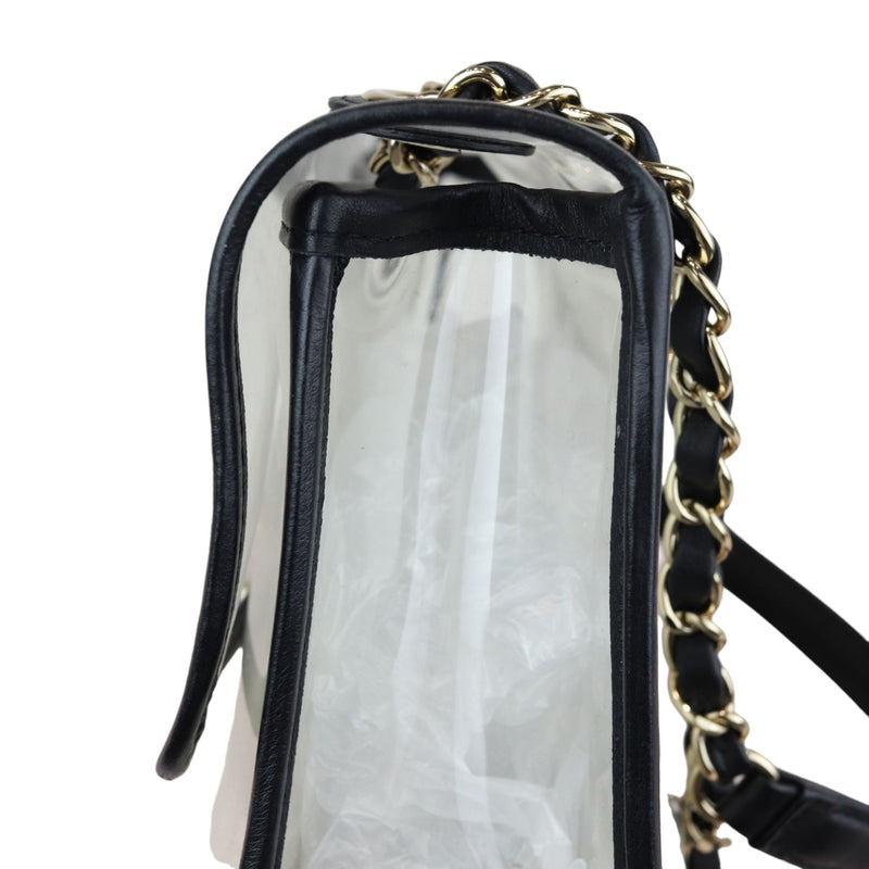 Sand By The Sea Flap Medium Lambskin PVC Black GHW