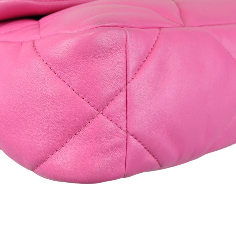 19 Flap Small Lambskin Quilted Pink MHW