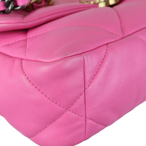 19 Flap Small Lambskin Quilted Pink MHW