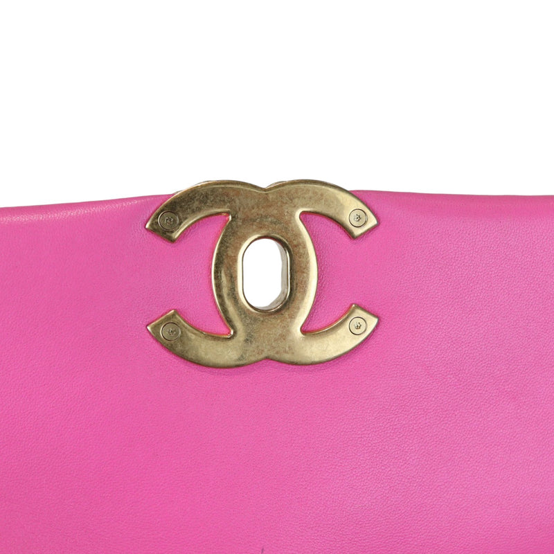 19 Flap Small Lambskin Quilted Pink MHW