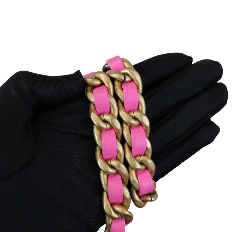 19 Flap Small Lambskin Quilted Pink MHW